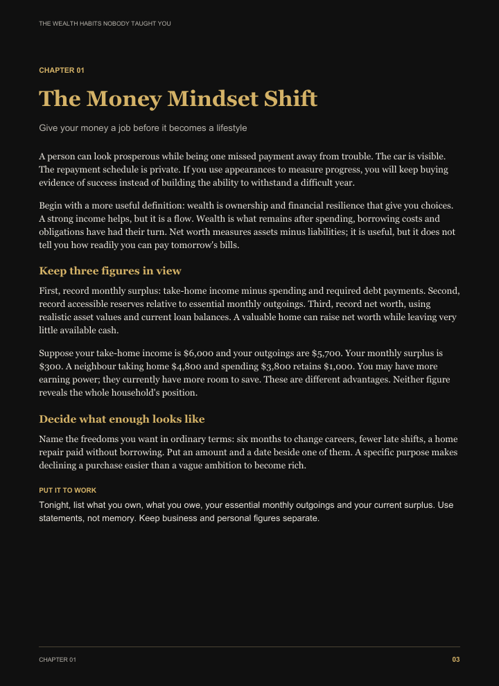 Sample page: The Money Mindset Shift